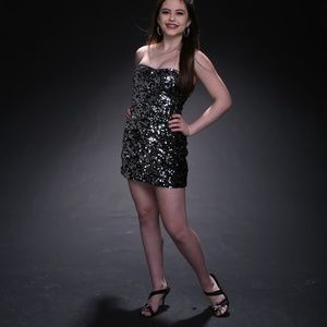 As U Wish Strapless Sequin Dress